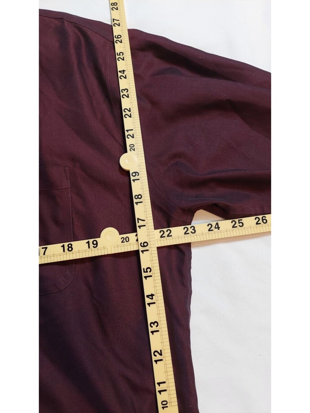 Pronto Uomo Men's Burgundy Non-Iron Cotton Dress Shirt Size 17 34/35 - Picture 5 of 5